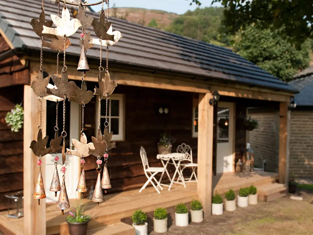 The spa porch with hanging chimes